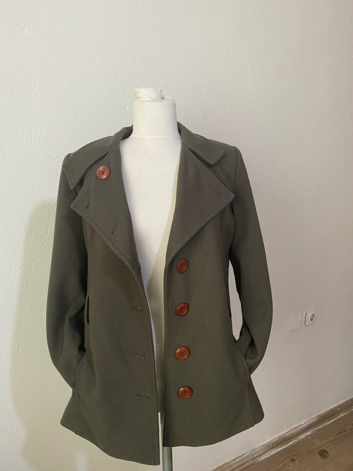 Düğmeli Kahverengi Midi Kaban - Görsel 2