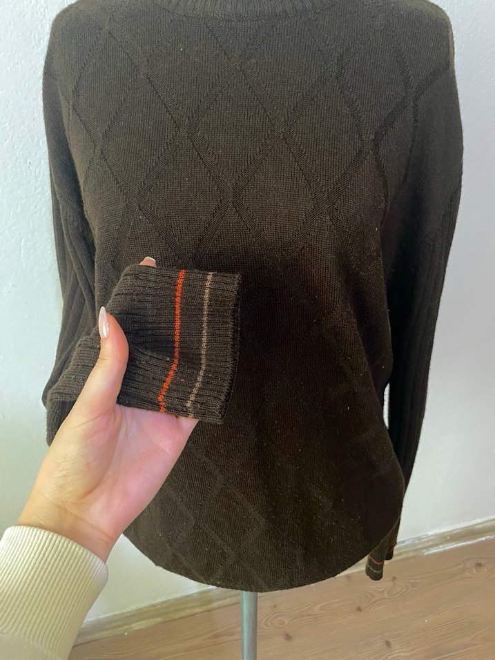 Kahverengi Triko Kadın Kazak - Görsel 2