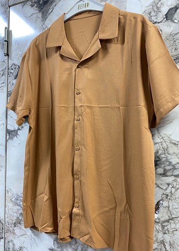 l/xl Beden Bej Kısa Kollu Düğmeli Erkek Gömlek