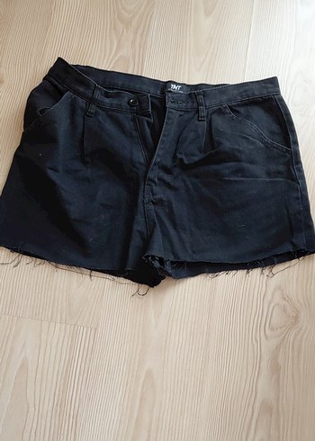 Siyah Loose Fit Mini Denim Şort