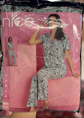 diğer Beden Pembe Desenli Kadın Pijama Takımı
