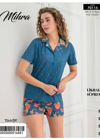 diğer Beden Mihra Bej Mini Pijama Takımı Ayı Desenli