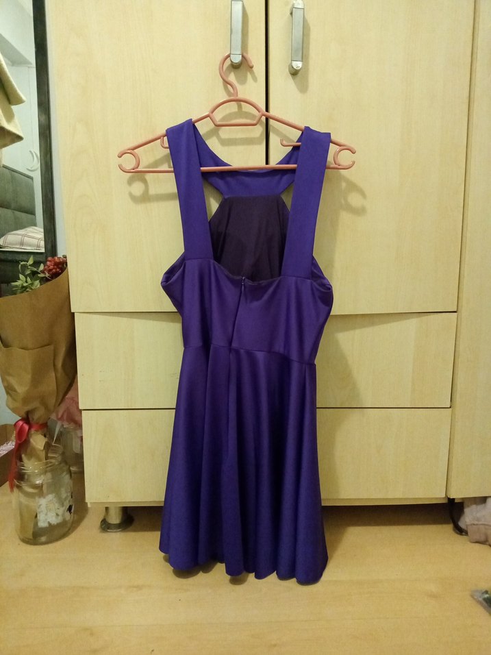 Parlak Mor Midi Gotik Mezuniyet Elbisesi - Görsel 4