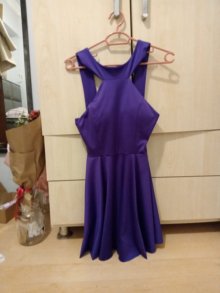 Parlak Mor Midi Gotik Mezuniyet Elbisesi - Görsel 3