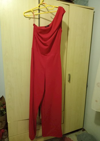 Kırmızı Parlak Straplez Tulum - Görsel 3