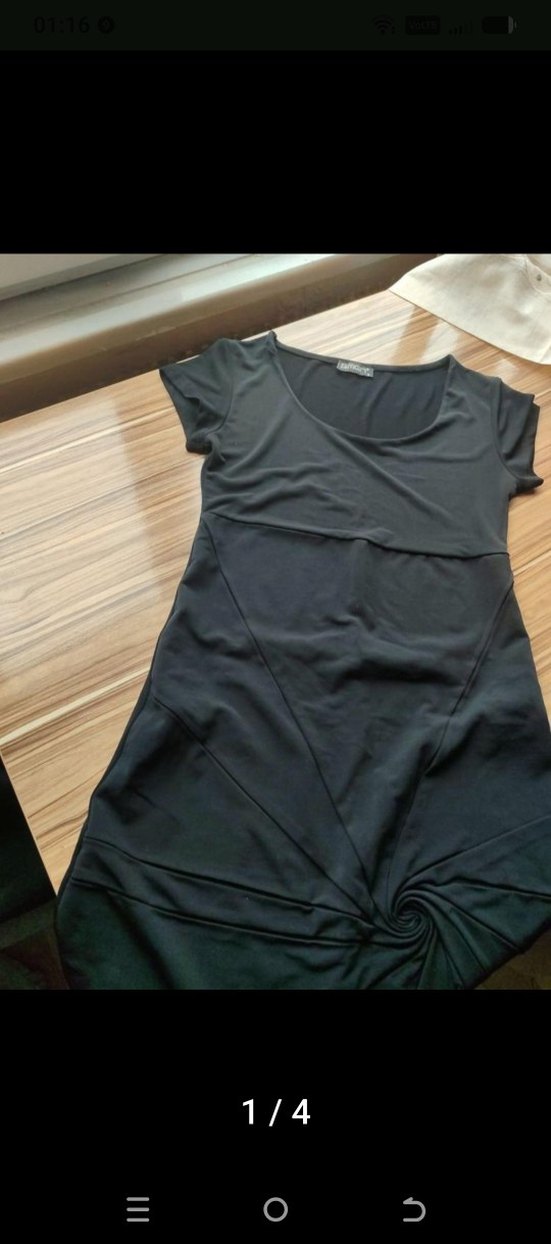 Siyah Drapeli Midi Elbise - Görsel 2