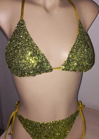 36 Beden Yeşil Payetli Bikini