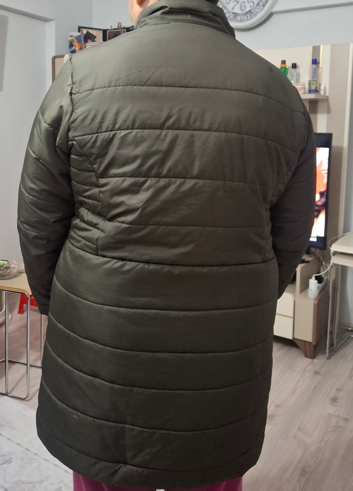 Haki Kadın Midi Kışlık Mont Düğmeli - Görsel 2