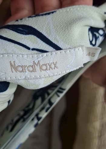 NaraMaxx mavi lacivert çiçekli beyaz elbise - Görsel 3