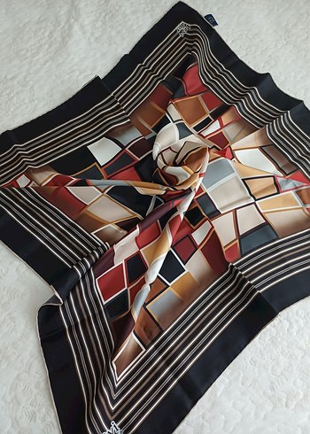 Kadın Çok Renkli İpek Eşarp - Görsel 2