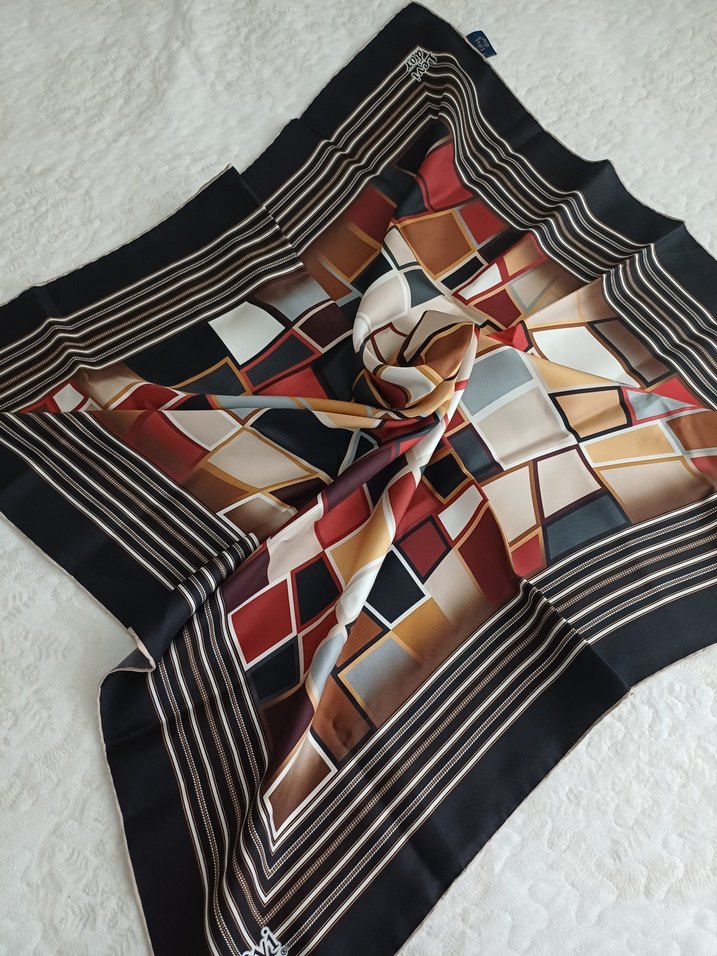 Kadın Çok Renkli İpek Eşarp - Görsel 2