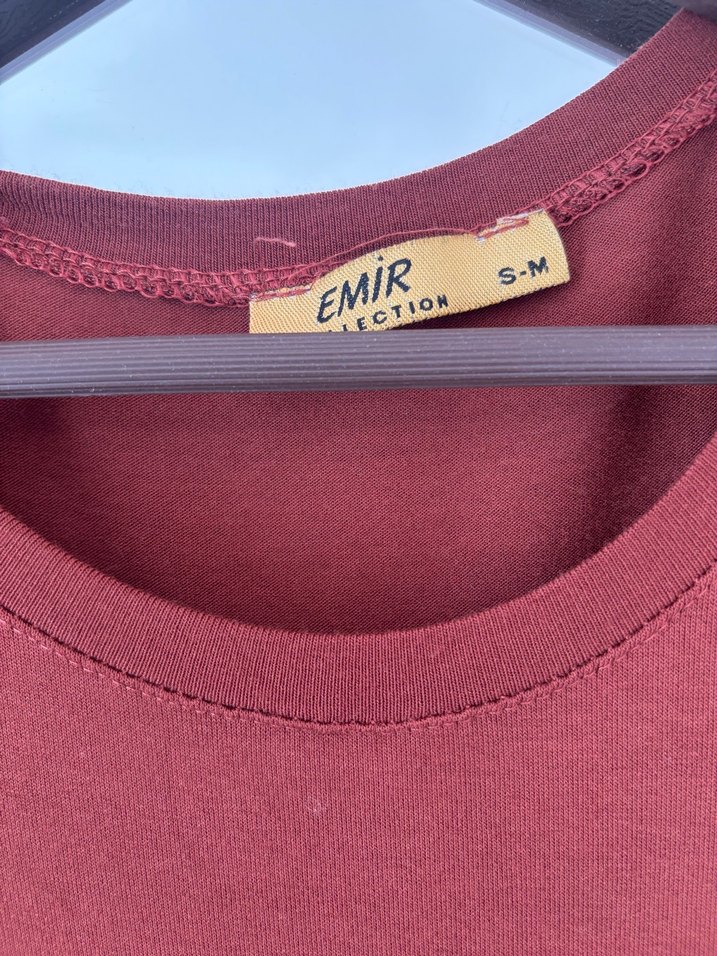 Kiremit renk Uzun Kollu normal tişört - Görsel 2