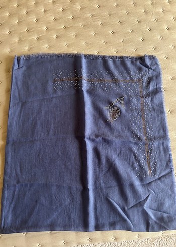 Boncuk İşlemeli Mavi Kot Kadın baş örtu - Görsel 3