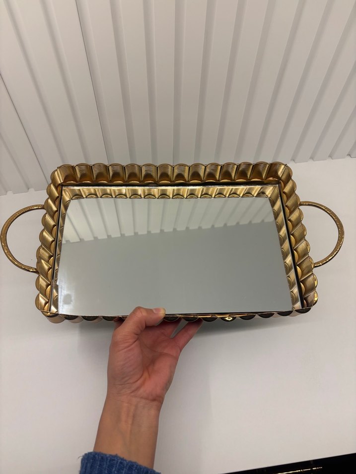 Altın Renk Parlak Dikdörtgen Tepsi - Görsel 2