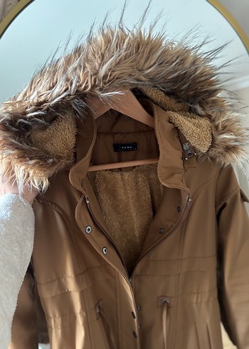 Kürklü Bej Uzun Süet Kadın Ceket - Görsel 2