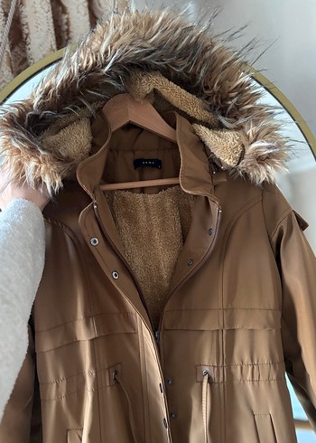 Kürklü Bej Uzun Süet Kadın Ceket - Görsel 4