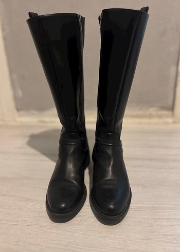 Siyah Topuklu Diz Boyu Kadın Çizme - Görsel 3