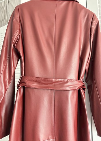 Bordo Deri Kemerli trenç - Görsel 7