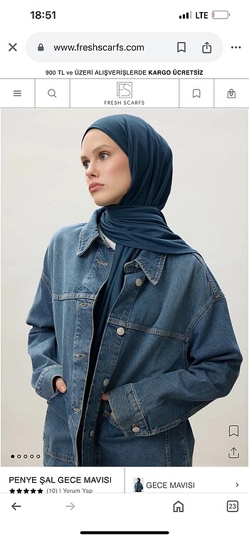 Fresh scarf penye şal gece mavisi