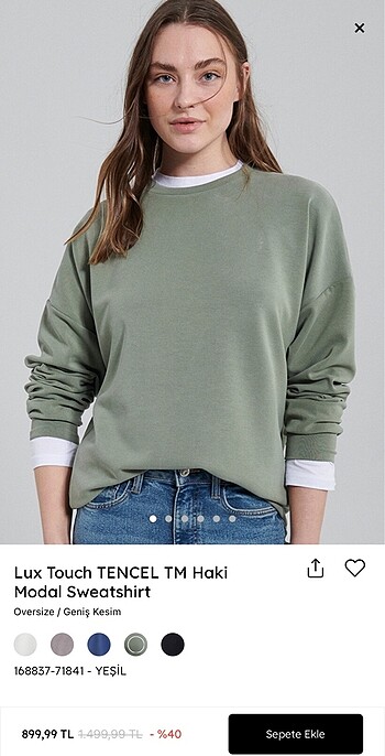Mavi kadın Lux Touch TENCEL TM Haki Modal Sweatshirt
