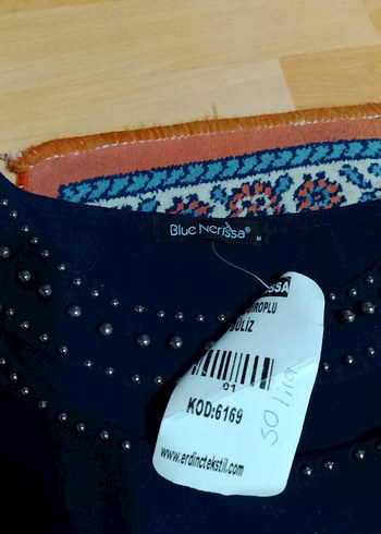 Uzun Kollu Lacivert Kadın Bluz - Görsel 4