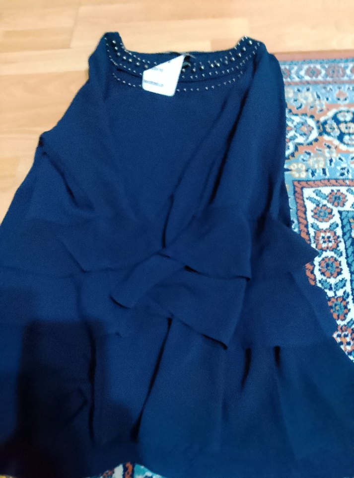 Uzun Kollu Lacivert Kadın Bluz - Görsel 2