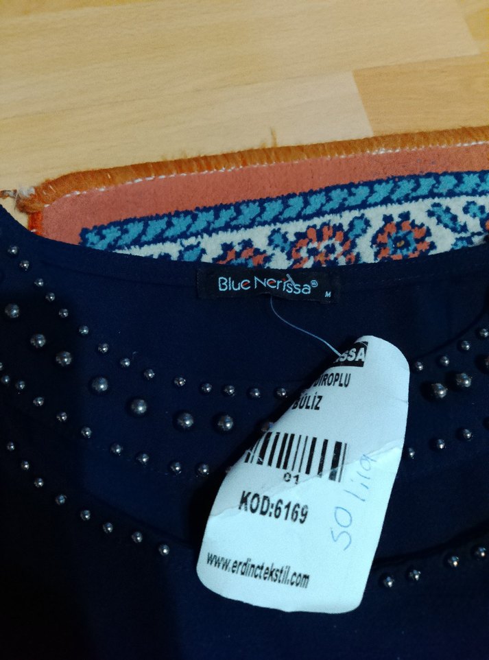 Uzun Kollu Lacivert Kadın Bluz - Görsel 4