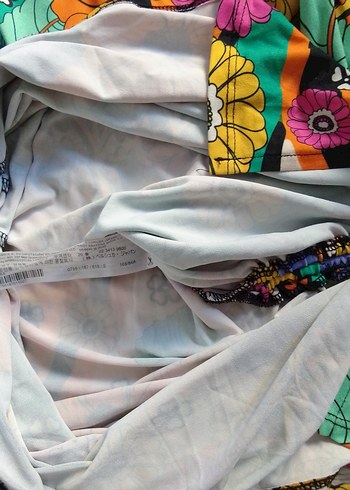 Çiçek Desenli Renkli Uzun Kollu Mini Elbise - Görsel 6