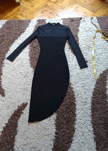 Uzun Kollu Siyah Drapeli Uzun Elbise - Görsel 6