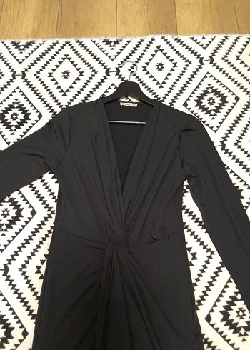 Uzun Kollu Siyah Midi Kadın Elbise - Görsel 5