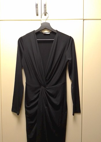 Uzun Kollu Siyah Midi Kadın Elbise - Görsel 2