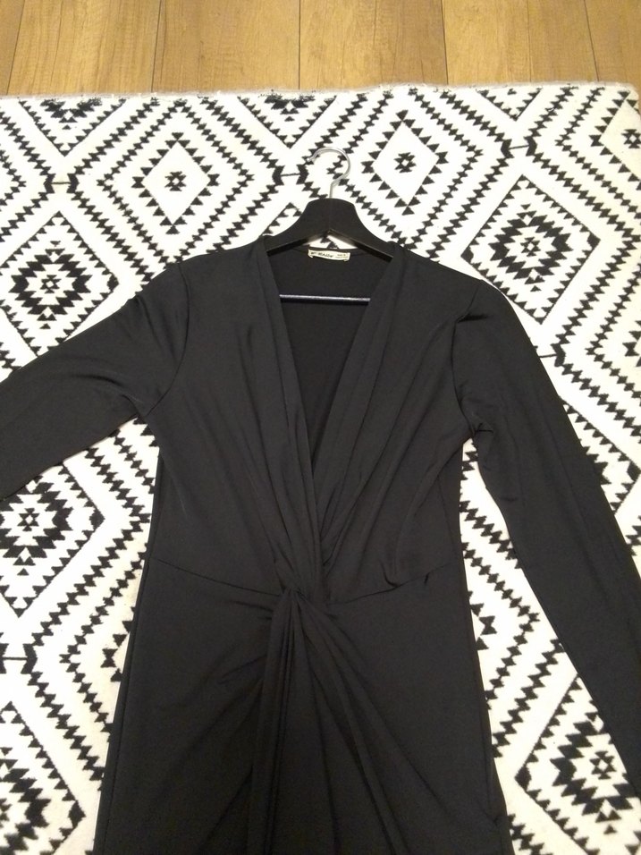 Uzun Kollu Siyah Midi Kadın Elbise - Görsel 5