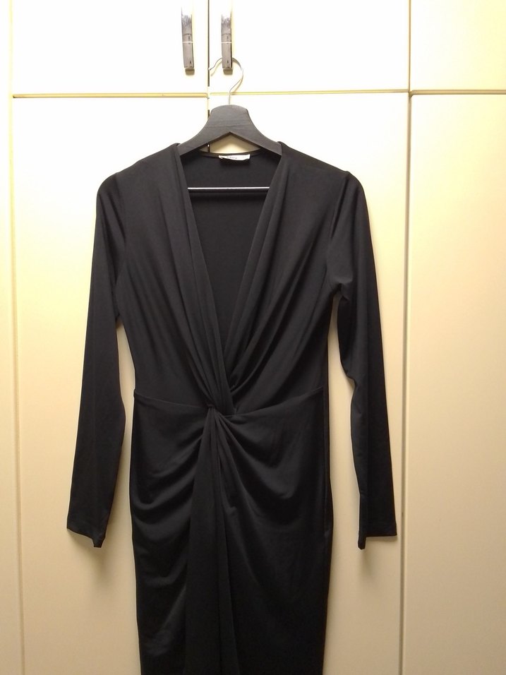 Uzun Kollu Siyah Midi Kadın Elbise - Görsel 2