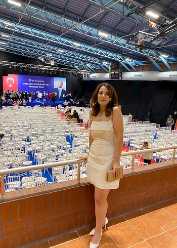 Beyaz Straplez Midi Mezuniyet Elbisesi - Görsel 2