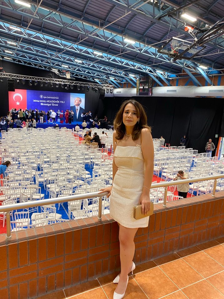 Beyaz Straplez Midi Mezuniyet Elbisesi - Görsel 2