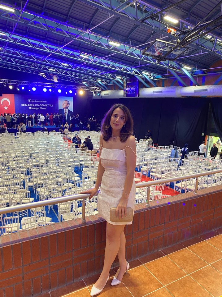 Beyaz Straplez Midi Mezuniyet Elbisesi - Görsel 3