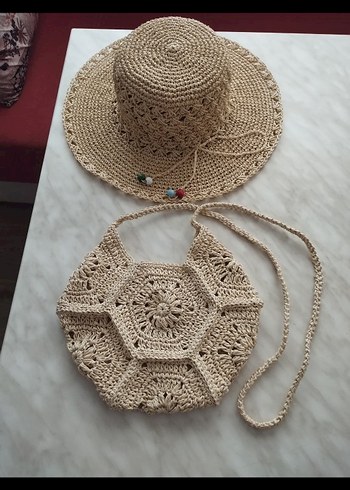 Bej Örgü Bohem Kadın Çantası - Görsel 4