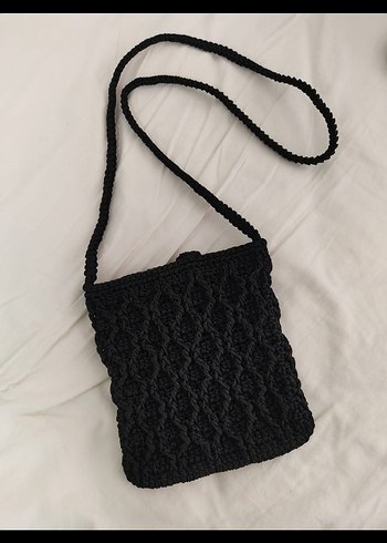 Siyah Örgü Kadın Telefon Çantası - Görsel 2