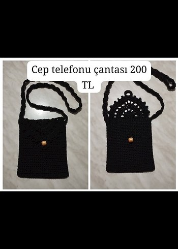 Siyah Örgü Kadın Telefon Çantası - Görsel 7