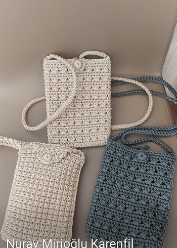 Siyah Örgü Kadın Telefon Çantası - Görsel 4