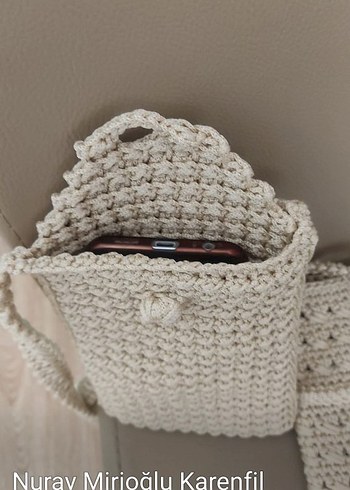 Siyah Örgü Kadın Telefon Çantası - Görsel 5