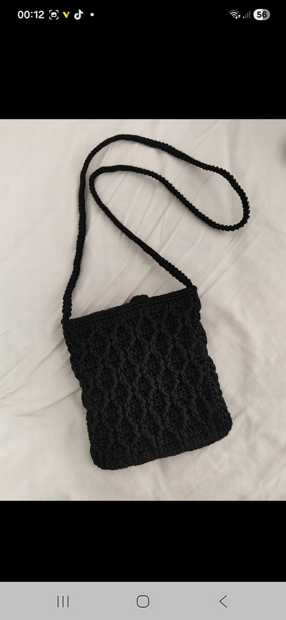 Siyah Örgü Kadın Telefon Çantası - Görsel 2