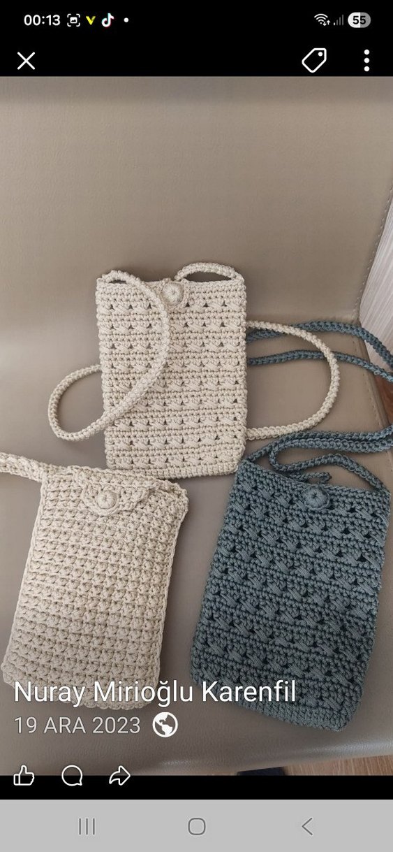 Siyah Örgü Kadın Telefon Çantası - Görsel 4