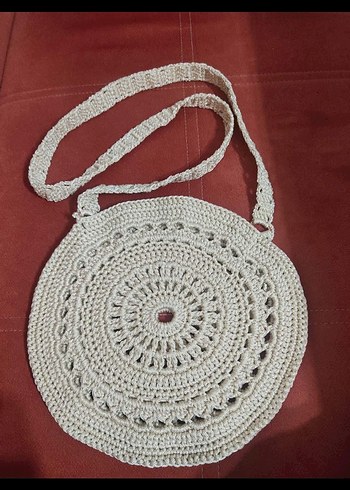 Gri Örgü Bohem Kadın Çanta - Görsel 2