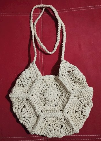 Gri Örgü Bohem Kadın Çanta - Görsel 3