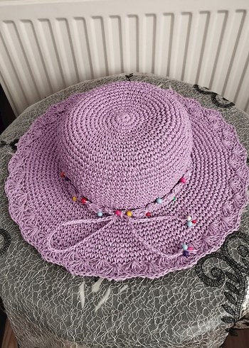 Mor Bohem Örgü Kadın Şapka - Görsel 5