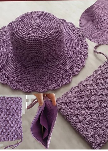 Mor Bohem Örgü Kadın Şapka - Görsel 7