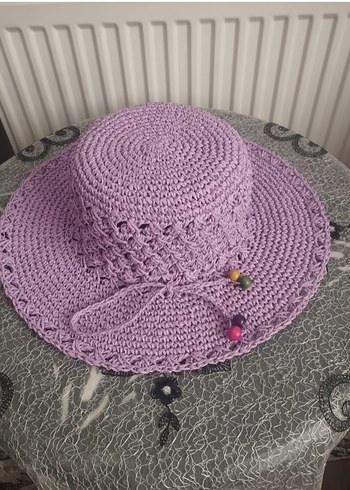 Mor Bohem Örgü Kadın Şapka - Görsel 8