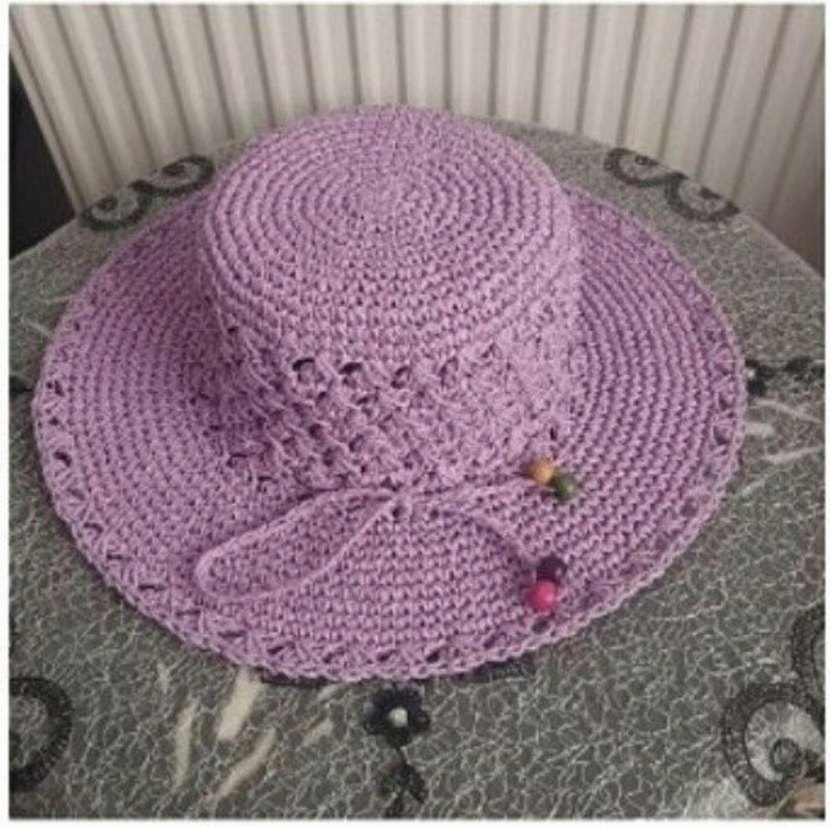 Mor Bohem Örgü Kadın Şapka - Görsel 3