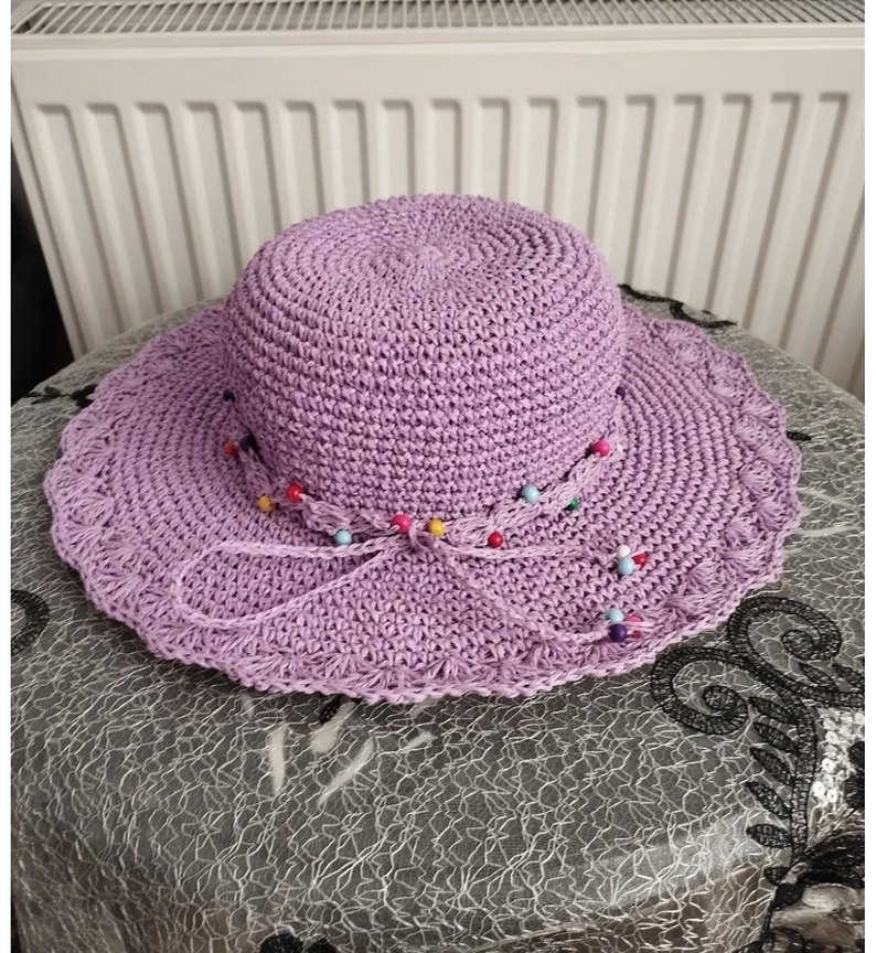 Mor Bohem Örgü Kadın Şapka - Görsel 4